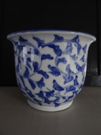 Bloempot blauw/wit - VERKOCHT