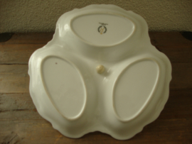Schaal 3-vaks - goud/wit - Fine China - Germany - VERKOCHT