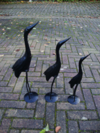 Vintage metalen vogels - kraanvogels - set van 3 - VERKOCHT