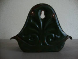 Antiek emaille zeepbakje - donkergroen - VERKOCHT