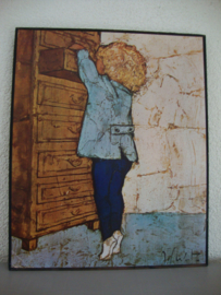 Vintage - brocante - prent op hardboard - VERKOCHT