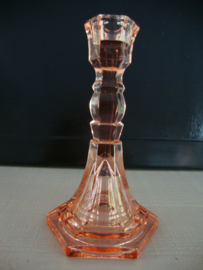 Kandelaar glas - zalm - vintage - VERKOCHT