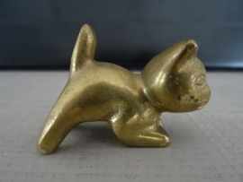 Koperen beeldje poes - kat - vintage - VERKOCHT