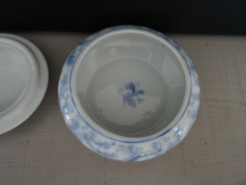 Dekselpotje - blauw/wit - rond