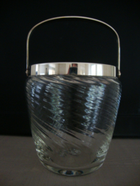 Vintage glazen pot met zilveren hengsel - VERKOCHT