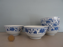 Rijstkommen - Chinees - blauw/wit - bloemenrand - VERKOCHT