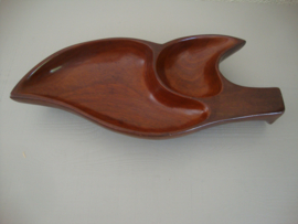 Vintage snackschaal hout - vogel - VERKOCHT