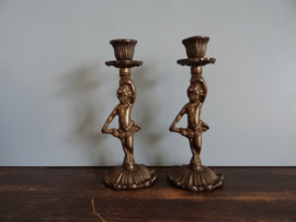 Kandelaren engeltjes - putti's - koper of messing - VERKOCHT