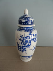 Dekselpotje bloesem - blauw/wit - VERKOCHT