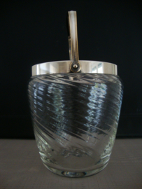 Vintage glazen pot met zilveren hengsel - VERKOCHT