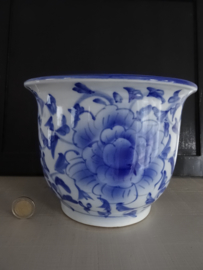 Bloempot blauw/wit - VERKOCHT