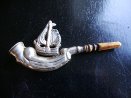 Antiek sigarettenpijpje schip - zilver  - VERKOCHT