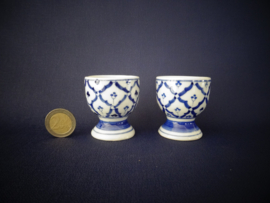 Set van 2 eierdopjes - blauw/wit