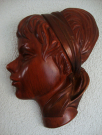 Vintage wanddecoratie - hoofd - aardewerk - VERKOCHT