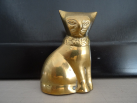 Beeldje poes kat - koper - dubbelzijdig - VERKOCHT
