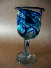 Glas met blauwe slingers - VERKOCHT