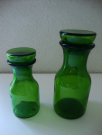 Groene glazen stolpflessen - VERKOCHT