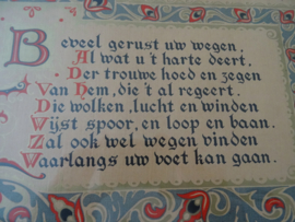Religie - Schilderijtje kalligrafie tekst - Van Dugteren - VERKOCHT