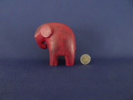 Vintage houten olifantje - olifant - rood - hout