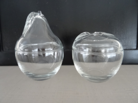 Schaaltje - dekselpotje - glas - appel - peer - VERKOCHT