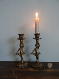 Kandelaren engeltjes - putti's - koper of messing - VERKOCHT