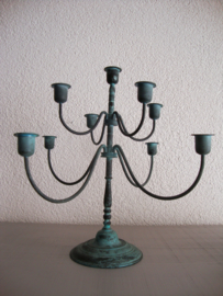 Metalen kandelaar - groen - 9 kaarsen - VERKOCHT