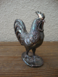 Zilverkleurige haan - beeldje - VERKOCHT