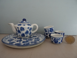 Miniatuur serviesje - blauw/wit