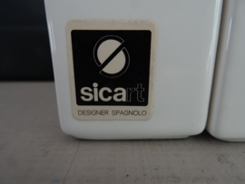 Design Peper- en zoutstel - Sicart - Italy - vintage - wit - VERKOCHT