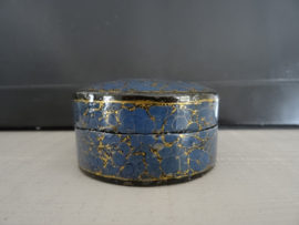 Papier mache lakdoosje - blauw/goud - VERKOCHT