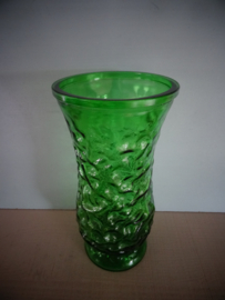 Vaas - groen glas - Hosier glas - vintage - VERKOCHT