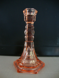 Kandelaar glas - zalm - vintage - VERKOCHT