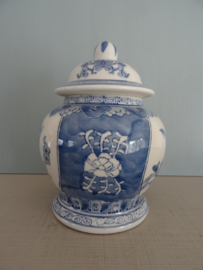 Kleine dekselpot Chinees - blauw/wit - vogels - VERKOCHT