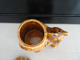 Honingpot bijenkorf met beer -  vintage - VERKOCHT