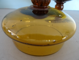 Glazen potje - amber - dekselpotje - VERKOCHT