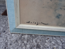 Vintage schilderij - prent - paard - paarden - VERKOCHT