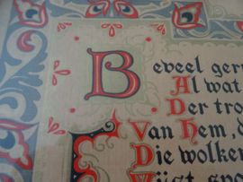 Religie - Schilderijtje kalligrafie tekst - Van Dugteren - VERKOCHT