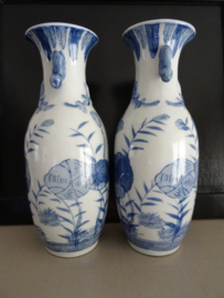 Vazen - blauw/wit - Chinees - VERKOCHT