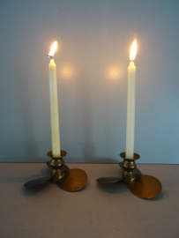 Kandelaar koper of messing - vintage - VERKOCHT