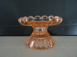 Vintage kandelaar - zalm - glas - VERKOCHT