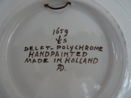 Delfts polychrome wandbordje - handpainted - Velsen Holland - VERKOCHT