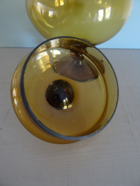 Glazen potje - amber - dekselpotje - VERKOCHT