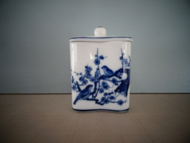 Dekselpotje Porselein - blauw wit - Chinees - VERKOCHT