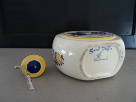 Aardewerk vaasje Delfts blauw/geel- VERKOCHT