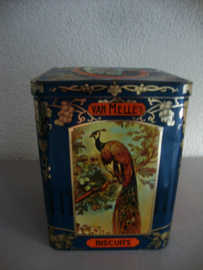 Oud blik trommel Van Melle - vogels - VERKOCHT