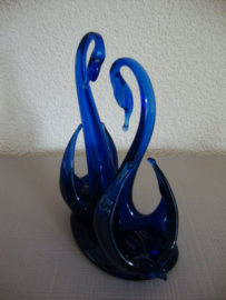 Zwaan zwanen blauw glas - VERKOCHT