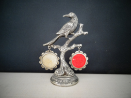Vintage fotolijstje aan tak met vogel - zilverkleurig