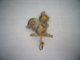 Kapstokhaakje eekhoorn - messing of koper - VERKOCHT