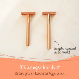 Safety Razor Rosé Goud met Vlindersluiting - incl. houder + 20x Platinum Scheermesjes- preorder