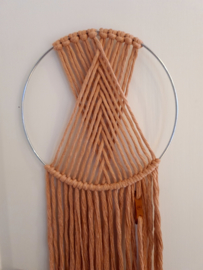 macrame wandhanger rond - oudroze